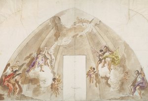 Zingende en Muziekmakende Engelen - Voorbereidende tekening voor het plafond van de Kathedraal van Udine